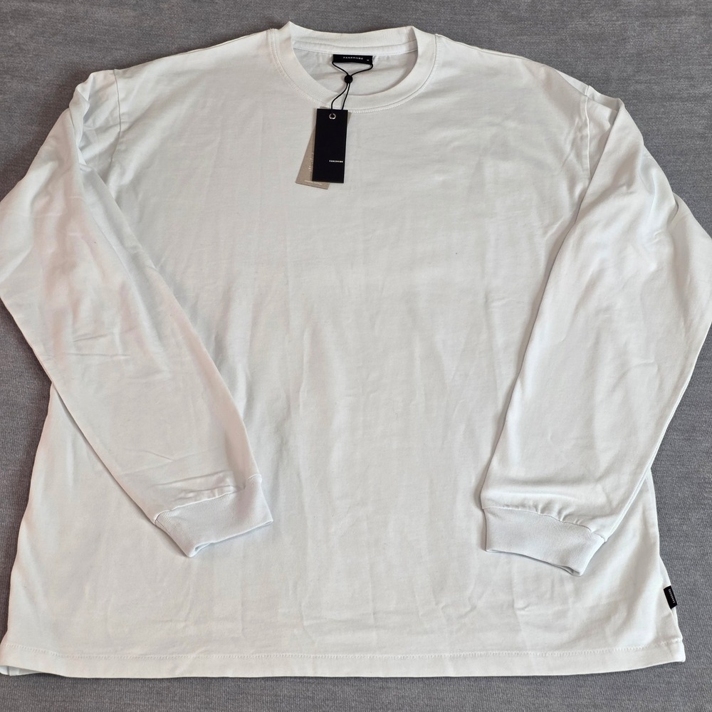 Zanerobe Mens Box LS Tee Organic Cotton White Long Sleeve Shirt Size M